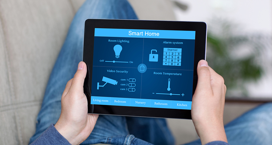 The ability to access and control security components from a mobile device is one of the top smart home trends in Arlington. Close-up of smart home security app.